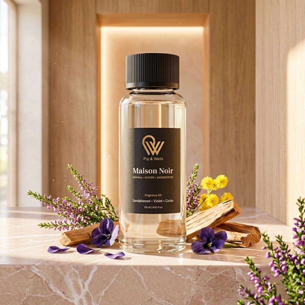 Pip & Wells Maison Noir-geurolie met bloemen en hout