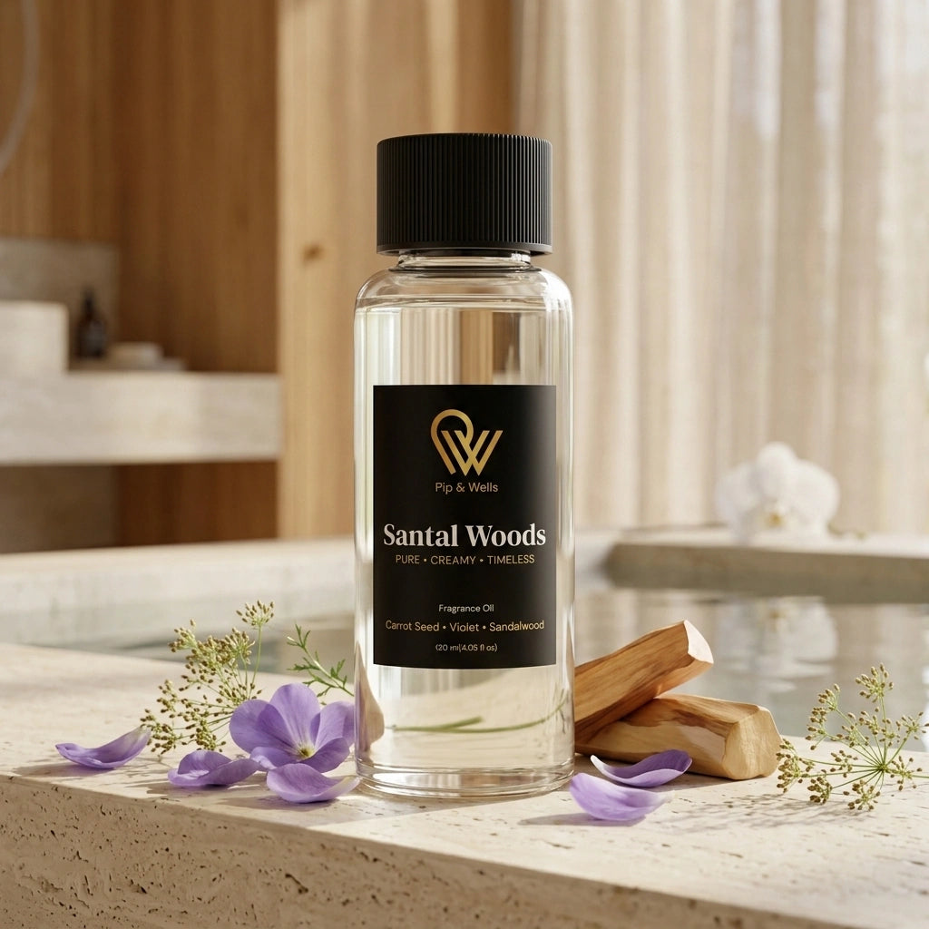Pip & Wells Santal Woods-geurolie met sandelhout en viooltjes
