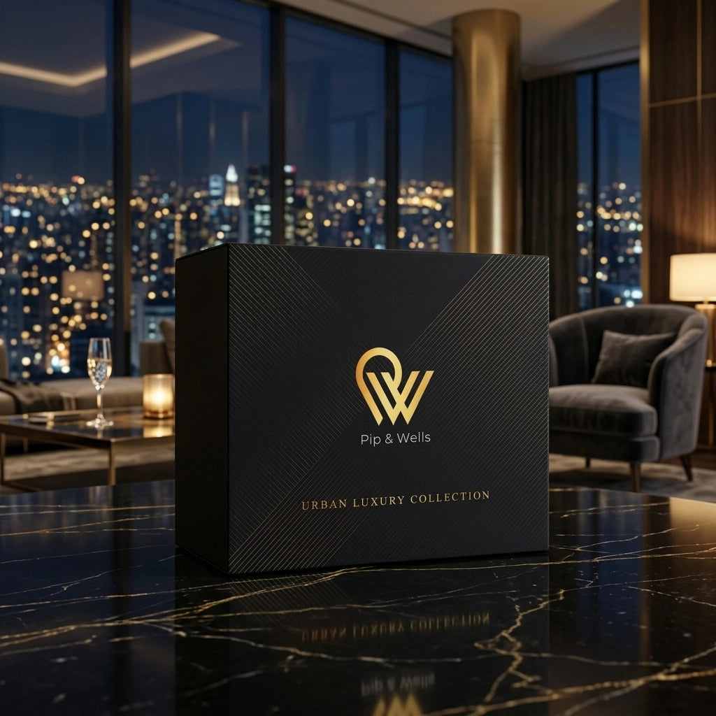 Pip & Wells Urban Luxury Collection-geschenkdoos in een stadsappartement