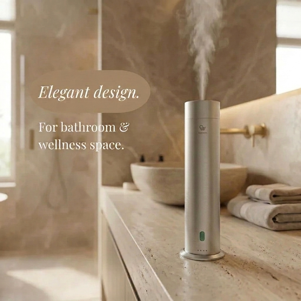 Pure One waterless cold-air diffuser, Brushed Silver, set contents - Pip & Wells